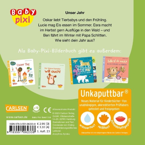 Buchcover und Innenansicht für das Buch: Baby Pixi (unkaputtbar) 118: Unser Jahr