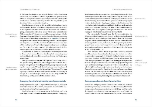 Buchcover und Innenansicht für das Buch: Handbuch Sprache und Bewegung