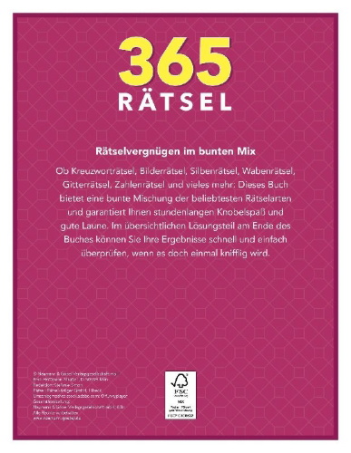 Buchcover und Innenansicht für das Buch: 365 Rätsel