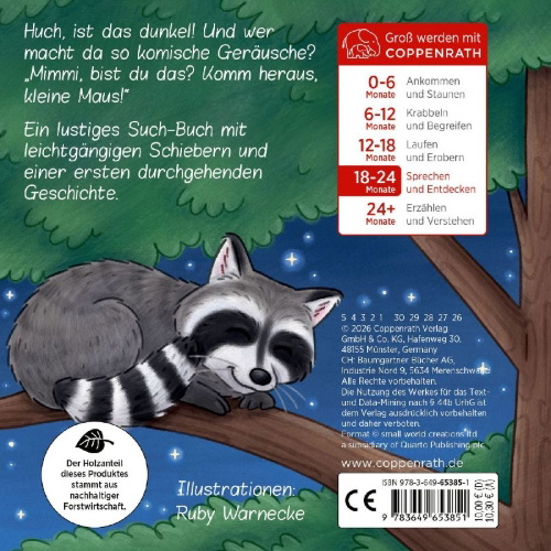 Buchcover und Innenansicht für das Buch: Komm heraus, kleine Maus!: Wo bist du in der Nacht?