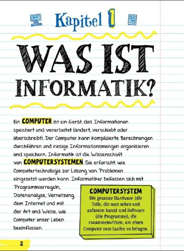 Buchcover und Innenansicht für das Buch: Big Fat Notebook - Computer Science And Coding
