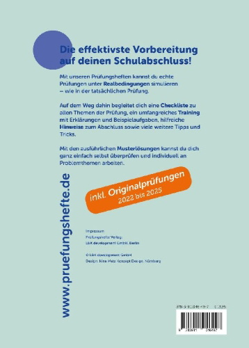 Buchcover und Innenansicht für das Buch: Prüfungsheft & Training - 2026 Mathematik MSA und eBBR - Berlin und Brandenburg - Original-Prüfungen und Lösungen