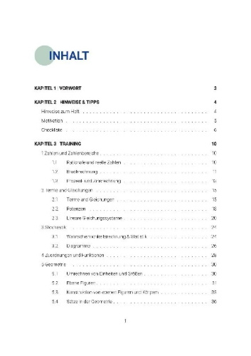 Buchcover und Innenansicht für das Buch: Prüfungsheft & Training - 2026 Mathematik MSA und eBBR - Berlin und Brandenburg - Original-Prüfungen und Lösungen