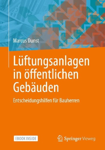 Buchcover und Innenansicht für das Buch: Lüftungsanlagen in öffentlichen Gebäuden