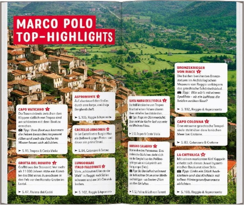 Buchcover und Innenansicht für das Buch: MARCO POLO Reiseführer Kalabrien