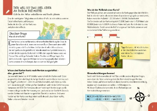 Buchcover und Innenansicht für das Buch: Das Outdoor-Entdeckerhandbuch