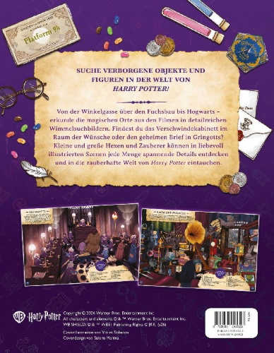 Buchcover und Innenansicht für das Buch: Where in the Wizarding World? an Official Harry Potter Search and Find Book