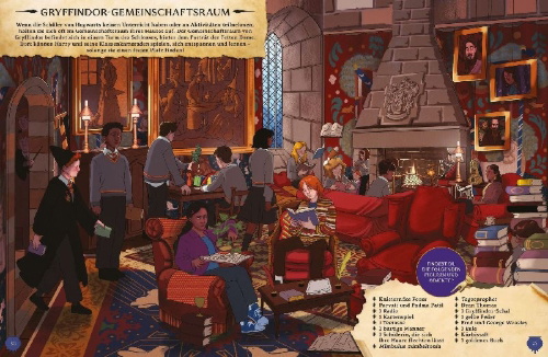 Buchcover und Innenansicht für das Buch: Where in the Wizarding World? an Official Harry Potter Search and Find Book