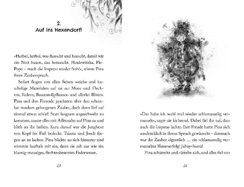 Buchcover und Innenansicht für das Buch: Pina Ponyhexe - Rettung für das Hexendorf