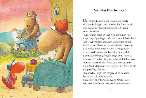 Buchcover und Innenansicht für das Buch: Der kleine Drache Kokosnuss reist um die Welt