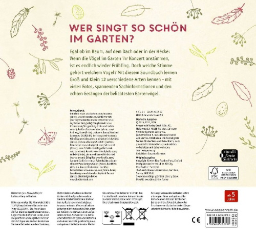 Buchcover und Innenansicht für das Buch: Vögel in unserem Garten
