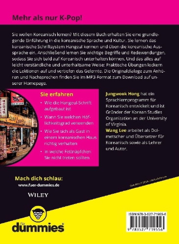 Buchcover und Innenansicht für das Buch: Koreanisch für Dummies