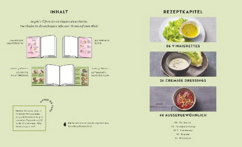Buchcover und Innenansicht für das Buch: 1 Salat - 50 Dressings