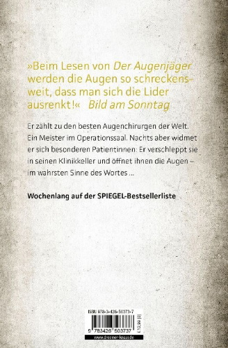Buchcover und Innenansicht für das Buch: Der Augenjäger