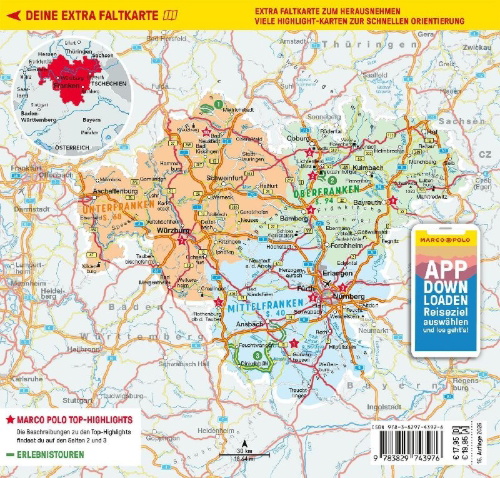 Buchcover und Innenansicht für das Buch: MARCO POLO Reiseführer Franken, Nürnberg, Würzburg, Bamberg