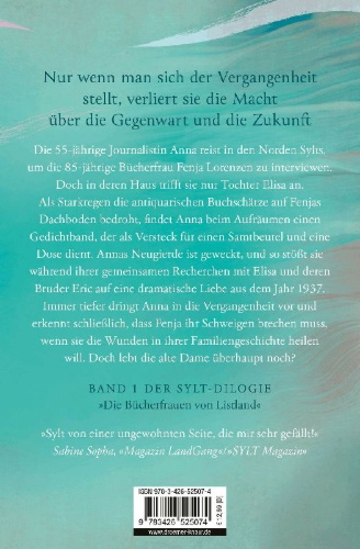 Buchcover und Innenansicht für das Buch: Die Bücherfrauen von Listland. Der Gesang der Seeschwalben