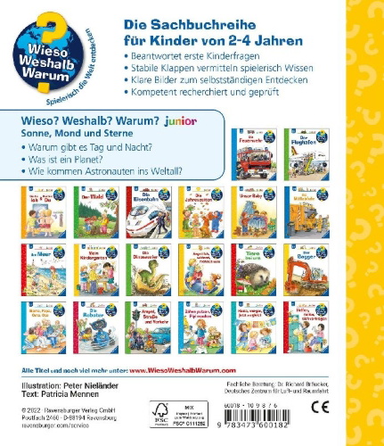 Buchcover und Innenansicht für das Buch: Wieso? Weshalb? Warum? junior, Band 72: Sonne, Mond und Sterne