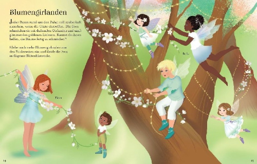 Buchcover und Innenansicht für das Buch: Mein glitzerndes Anziehpuppen-Mitmachbuch: Magischer Feenball
