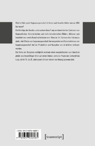 Buchcover und Innenansicht für das Buch: Augenzeugenschaft als Konzept