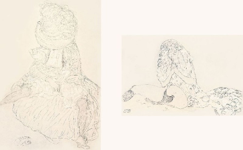 Buchcover und Innenansicht für das Buch: Gustav Klimt: Erotische Zeichnungen/ Erotic Sketchbook