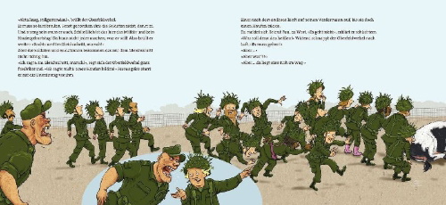 Buchcover und Innenansicht für das Buch: Eine Kuh beim Militär