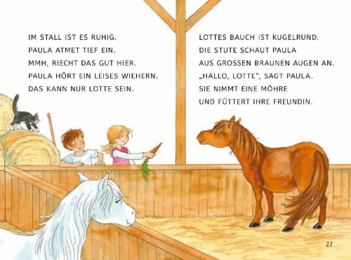 Buchcover und Innenansicht für das Buch: Leseprofis - GROSSBUCHSTABEN: EIN FOHLEN NAMENS SCHNUPPE, 1. Klasse