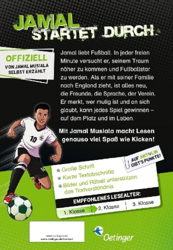 Buchcover und Innenansicht für das Buch: Jamal Musiala. Mein Fußball-Abenteuer beginnt