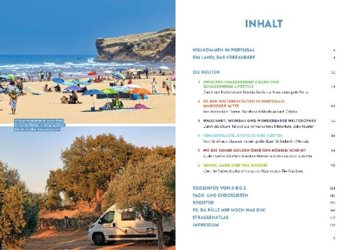 Buchcover und Innenansicht für das Buch: Portugal mit dem Wohnmobil