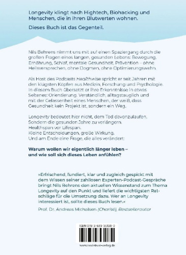 Buchcover und Innenansicht für das Buch: Spaziergang zur Unsterblichkeit - Mit kleinen Schritten länger besser leben, Longevity Ratgeber für mehr Healthspan statt Lifespan, gesunde Gewohnheiten zu Bewegung, Ernährung, Schlaf, Prävention & mentale Gesundheitit