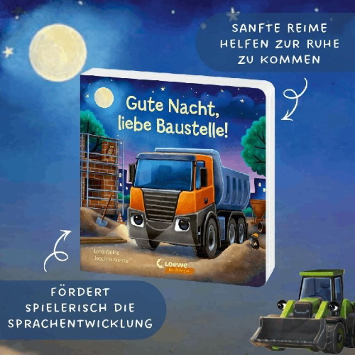 Buchcover und Innenansicht für das Buch: Gute Nacht, liebe Baustelle!