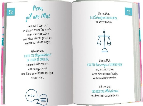 Buchcover und Innenansicht für das Buch: Gebete, Impulse, Segen
