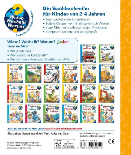 Buchcover und Innenansicht für das Buch: Wieso? Weshalb? Warum? junior, Band 57 - Tiere im Meer