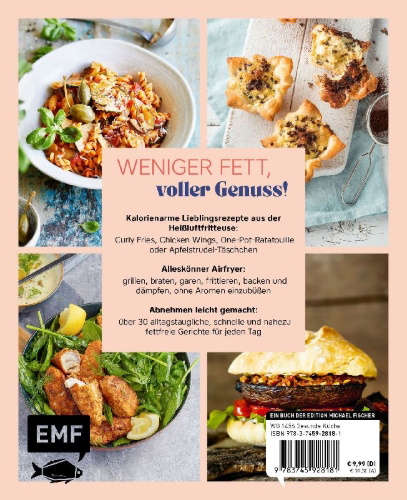 Buchcover und Innenansicht für das Buch: Abnehmen mit dem Airfryer - 30 Rezepte für die Heißluftfritteuse