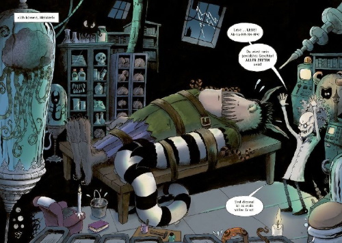 Buchcover und Innenansicht für das Buch: Stitch Head - Chaos in der Monsterwerkstatt