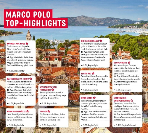 Buchcover und Innenansicht für das Buch: MARCO POLO Reiseführer Kroatische Küste Dalmatien