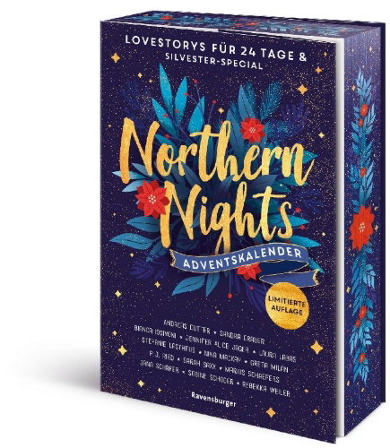 Buchcover und Innenansicht für das Buch: Northern Nights. Ein Adventskalender. Lovestorys für 24 Tage plus Silvester-Special