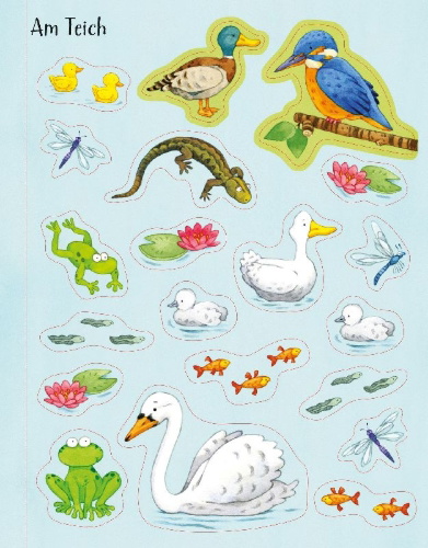 Buchcover und Innenansicht für das Buch: Mein erstes Stickerbuch: Draußen in der Natur