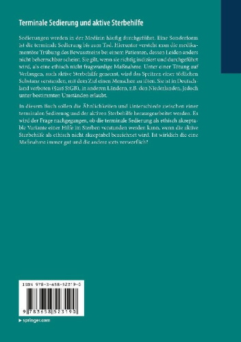 Buchcover und Innenansicht für das Buch: Terminale Sedierung und aktive Sterbehilfe