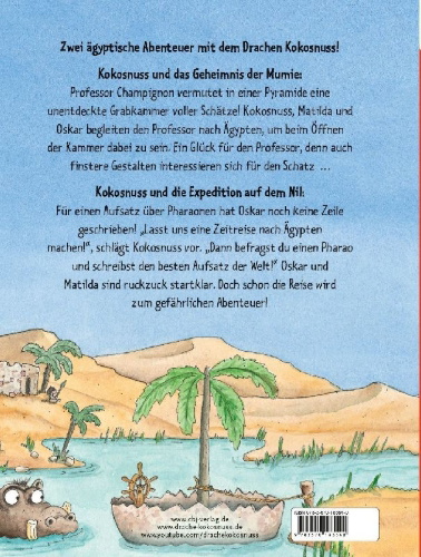 Buchcover und Innenansicht für das Buch: Der kleine Drache Kokosnuss im Land der Pharaonen
