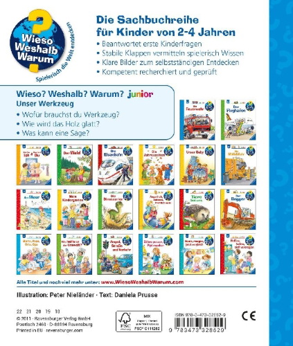 Buchcover und Innenansicht für das Buch: Wieso? Weshalb? Warum? junior, Band 40: Unser Werkzeug