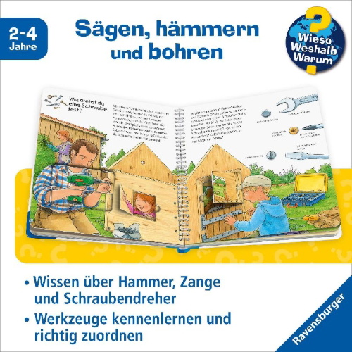 Buchcover und Innenansicht für das Buch: Wieso? Weshalb? Warum? junior, Band 40: Unser Werkzeug