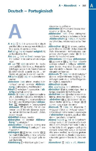Buchcover und Innenansicht für das Buch: Langenscheidt Praktisches Wörterbuch Portugiesisch