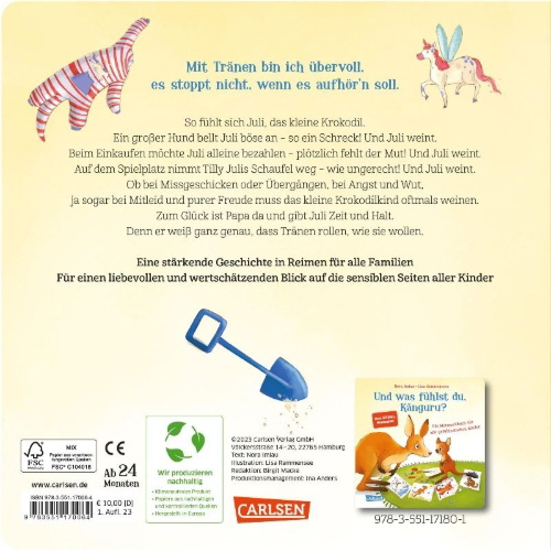 Buchcover und Innenansicht für das Buch: Was weinst du denn so viel, kleines Krokodil?