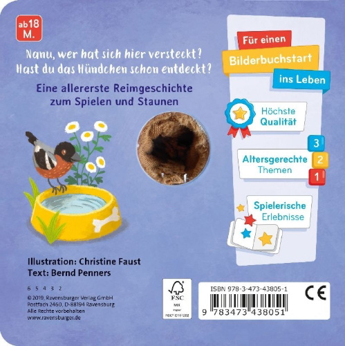 Buchcover und Innenansicht für das Buch: Mein liebstes Fingerpuppenbuch: Hallo, kleiner Hund!