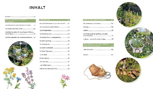 Buchcover und Innenansicht für das Buch: Mein wilder, bunter Garten - Einfach naturnah gärtnern