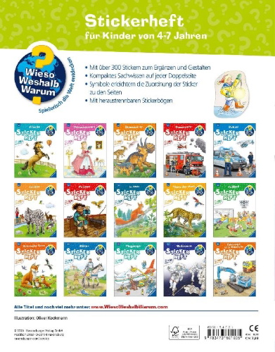 Buchcover und Innenansicht für das Buch: Wieso? Weshalb? Warum? Stickerheft - Jahreszeiten