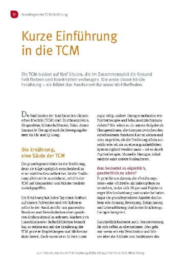 Buchcover und Innenansicht für das Buch: Handbuch TCM-Ernährung