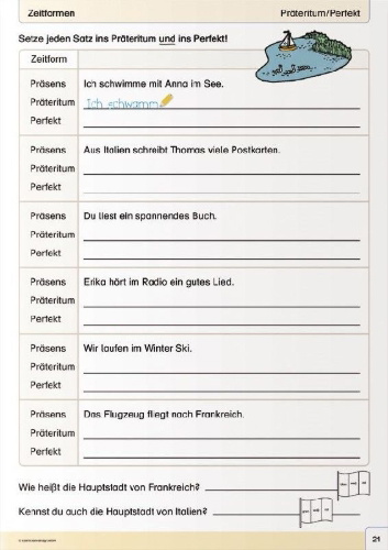 Buchcover und Innenansicht für das Buch: Mein Grammatikheft 3/4 für die 3. und 4. Klasse