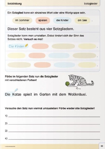 Buchcover und Innenansicht für das Buch: Mein Grammatikheft 3/4 für die 3. und 4. Klasse