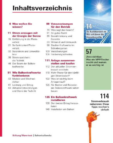 Buchcover und Innenansicht für das Buch: Balkonkraftwerke